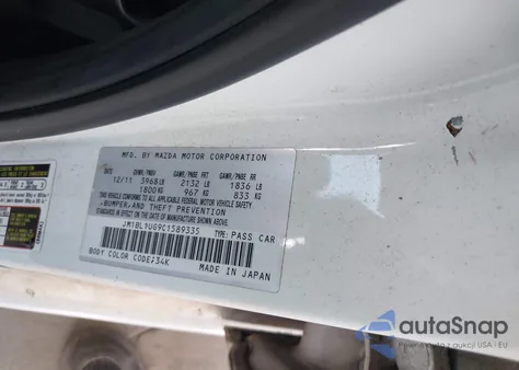 2012 Mazda Mazda3 I Sport from USA, damaged, VIN JM1BL1UG9C1589335